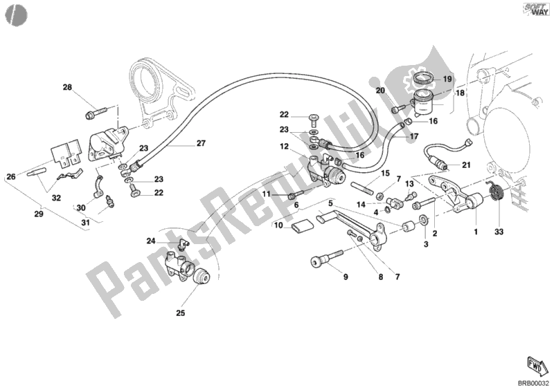 Tutte le parti per il Sistema Frenante Posteriore del Ducati Superbike 998 S Bostrom 2002